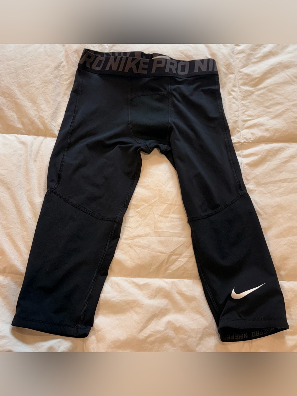 Nike Pro Youth Large Cropped Compression Pants Black Athletic Base Layer